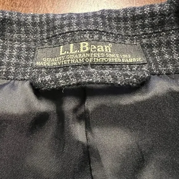 Vintage LL Bean Wool Blend 50 Tall Sport Coat Blazer Overcoat Retro Houndstooth - Picture 3 of 12